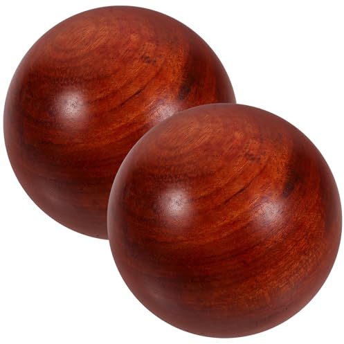 VILLFUL Holz Handtrainingsbälle 5cm aus Hartholz 2 Stück Muskeldehnungsbälle für Finger und Handübungen Rotierende Massagebälle für Senioren und Rehabilitation