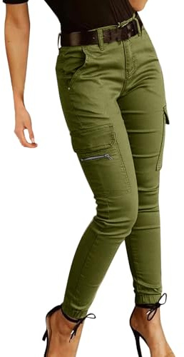 Smala jeans kvinnor låg höjning, bomull cargobyxor kvinnor magisk formning elastisk midja jegging jeans slim-fit manschett ankel stretch trendiga dambyxor denimbyxor med fickor, Gn1, XXL