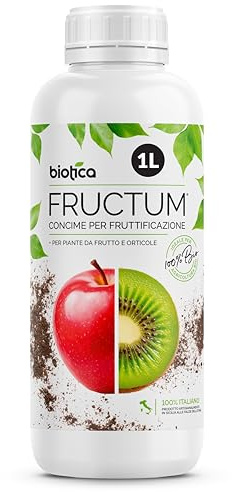 BIOTICA Concime Liquido per Piante da Frutto e Orto, Fructum 1L | con Estratti Umici da Vermicompost, Amminoacidi e Vitamine – Ideale per Allegagione e Fruttificazione