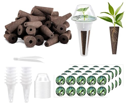 RNPKZ 125 PCS Seed Pods Kit for Aerogarden, Hydroponics Growing System Kit with 50 Grow Sponges, 50 Pod Labels, 12 Grow Baskets, 12 Domes, 1 Tweezer,Replacement Plant Growing Sponges for Garden Indoor