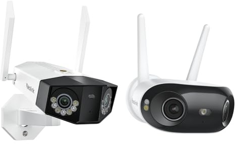 Reolink 16MP Telecamera WiFi Esterno 180°, WiFi 6 Dual-Band, Rilevamento AI, Videocamera Sorveglianza con Doppio Obiettivo, Visione Notturna con Faretti, 1*Duo 3 Wi-Fi + 1*Elite Wi-Fi