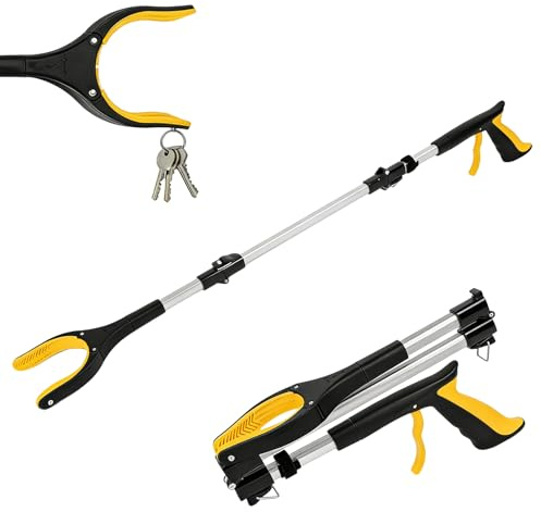 Litter Pickers Grabber Stick, Magnetic Helping Hand Grabber, Foldable Litter Pickers Extra Long Grabbers Reacher Stick Tool for Garden and Home Use(Yellow)