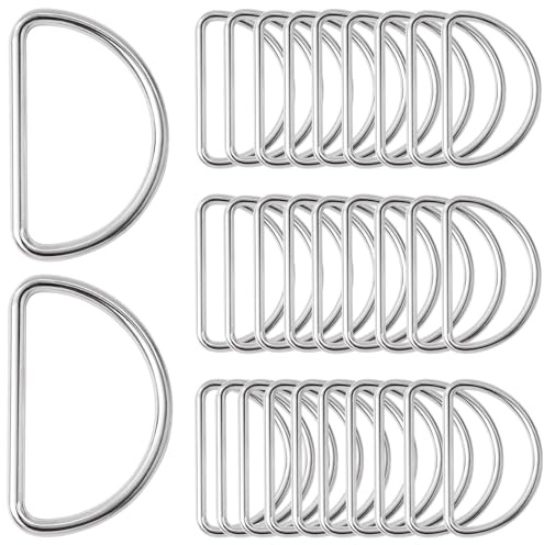 GUBOCA 30 D Ring,Nahtlose D Ringe,Nicht Geschweißt Taschenzubehör zum Nähen | Nahtlose D Ringe 25mm,30mm,35mm,40mm,50mm,Silber,Schwarz,Gold für Taschen,Rucksäcke,Haustierhalsbänder,DIY und Nähen