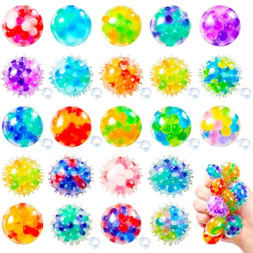 Party Bag Filler Kid, Fidget Toy Stress Ball, Class Prize Birthday Gift | 24 PCS Fidget Ball, Party Favours Children, Pass the Parcel Lucky Dip Prizes