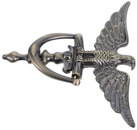 FOMIYES Vintage Zinc Alloy Eagle Head Door Knocker with Peephole Household Front Door Security Knocker for Home and Hotel