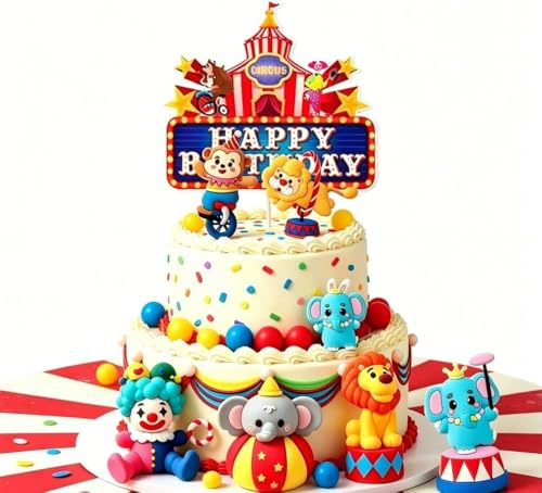 23 Piezas Decoracion Tarta Circo, Topper Tarta Circo, Adorno Tartas Circos, Ideal Para La Decoración de Cumpleaños Infantiles, Fiestas Temáticas de Circos Y Fiestas de Carnaval