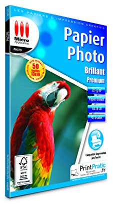 Micro Application Papier Photo Brillant 13x18 - Premium - 255 g/m² - 50 feuilles blanc MA-5347