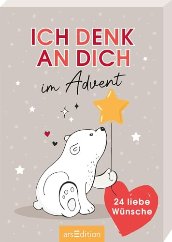 Ich denk an dich im Advent: 24 liebe Wünsche | Adventskalender-Box in niedlichem Design (Eisbär), für Erwachsene