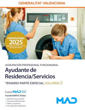 Ayudante de Residencia/Servicios (Agrupación Profesional Funcionarial) de la Generalitat Valenciana Temario Parte Especial volumen 2