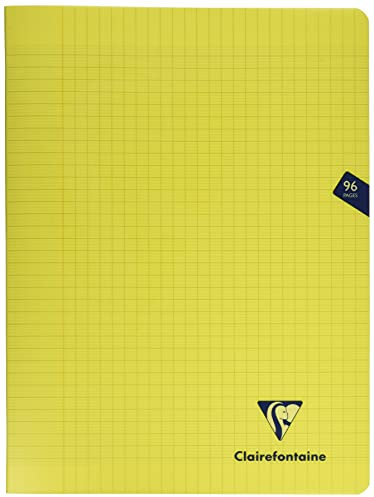 Clairefontaine 343361C Un Cahier Agrafé Mimesys Jaune - 24x32 cm - 96 Pages Grands Carreaux - Papier Blanc 90 g - Couverture Polypro