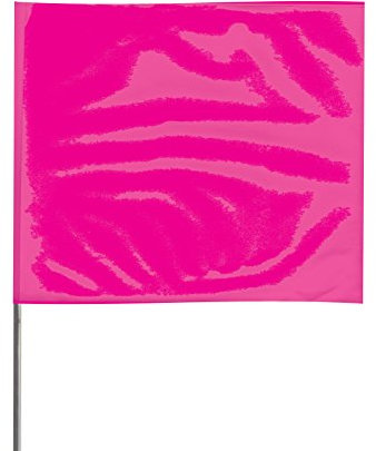 Presco 21 in. Steel Wire Staff Marking Flags [2.5 in. x 3 in. Flag]: 2 in. x 21 in. (Neon Pink) / 12-Flags