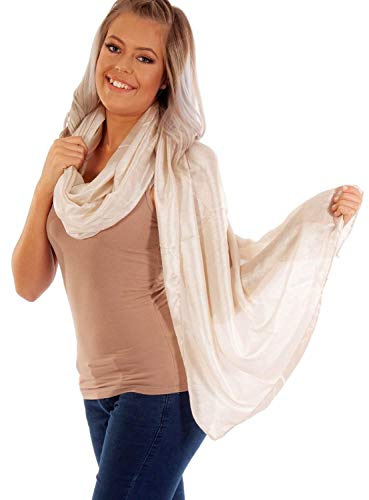 DOLCE ABBRACCIO by RiemTEX ® Schal Damen PRIMA DONNA Stola Tuch aus Wildseide in sanftem Elfenbein Tücher in 31 Unifarben Halstücher Seidentuch Schals Damen Halstuch Seidenschal (Elfenbein)