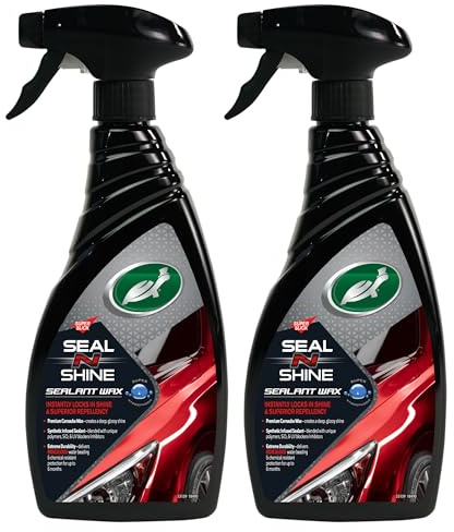 Turtle Wax Seal & Shine Spray Wax Sealant - 500ml x 2 Pro Valeting & Detailing Car Care - Hydrophobic Synthetic Sealants with Carnauba Wax - High Gloss Mirror Shine, Streak-Free, Protection