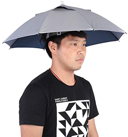 MAGT Pesca Ombrello Cappello, Ombrello da Testa Pieghevole Impermeabile Cappello da Pesca per All'aperto