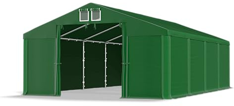 DAS COMPANY Lagerzelt 4x8m wasserdicht dunkelgrün Zelt 560g/m² PVC Plane hochwertig Zelthalle Summer SD - Faltpavillon, Gartenpavillon, Pavillon, Lagerzelt, Gartenhaus, Zeltgarage - Garagenzelt