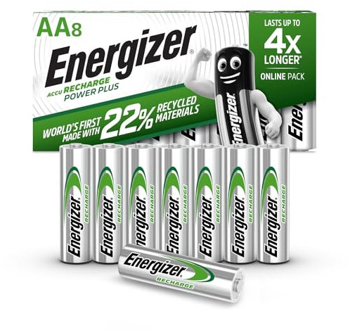 Energizer Rechargeable Battery AA Pack, Recharge Power Plus, 8 Pack, Rechargeable Batteries