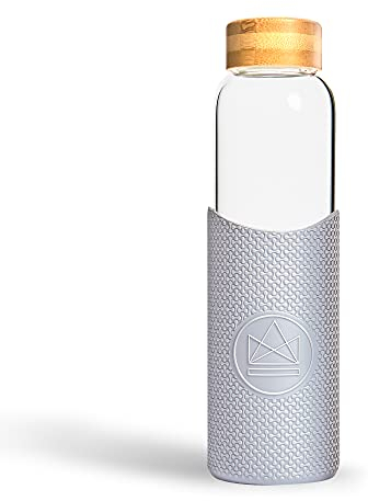 Neon Kactus Glass Water Bottle | Reusable Made with Borosilicate Glass | Travel Water Bottle | For Hot & Cold Drinks | Durable, Leakproof, Non-Slip & Dishwasher-Safe | Forever Young, 550ml