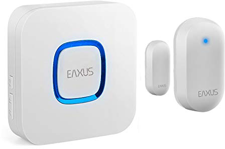 Eaxus Funk Durchgangsmelder mit Türgong und Sensor 182m Reichweite, Weiß, Tür- und Fensteralarm, Motion Detector, gong3