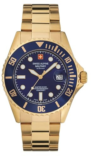 Swiss Alpine Military Master-Diver 7053.1 Reloj analógico de Cuarzo de Acero Inoxidable para Hombre