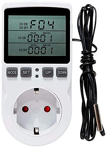 OrangeClub Regolatore di temperatura digitale prese con presa sonora, schermo LCD riscaldamento, interruttore di temperatura, termostato da 230 V per serra, fattoria/terrario