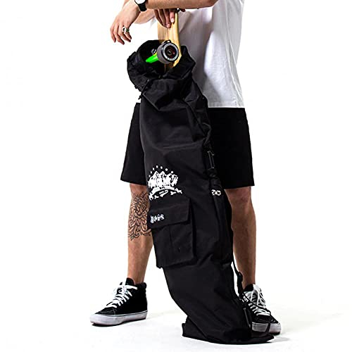 DHHVIC Longboard-Skateboard-Rucksack Mit Zwei Einstellbaren Schultergurten, Oxford-Tuch-Reise-Skateboard-Rucksack, Erwachsene Männer wasserdichte Skateboard-Tasche, 128X37cm, Schwarz