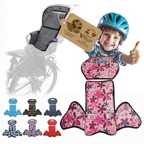 Ersatzbezug kompatibel mit Römer Kinderfahrradsitz – Weiches Ersatzpolster für Fahrradsitz Kinder – Sitzbezug, waschbar bei 30°C – Komfort Polster für Kinder Fahrradsit MOD 4 (rosa pinke Blumen)