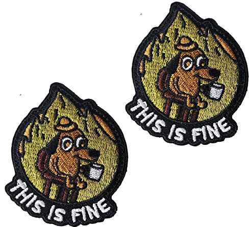AXEN THIS IS FINE Patches, Funny hook and loop patches for Military Uniform Tactical Bag Jacket Jeans Hat