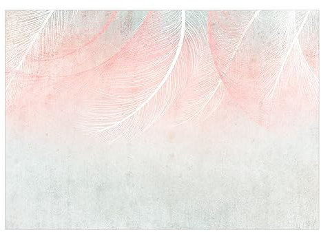 murando Carta da parati colorato Piume 350x256 cm Fotomurali in TNT Murale alla moda Decorazione da Muro XXL Poster Gigante Design Carta per pareti Aspetto concreto Boho bianco rosa b-C-10182-a-c