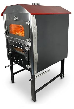 Forno a Legna Fuoco Indiretto Portatile In Acciaio Da Esterno Ventilato In Mattoni Refrattari 3 Piani Cottura Pizza Pane Pollo Kebab Pesce Luxor V2 Plus