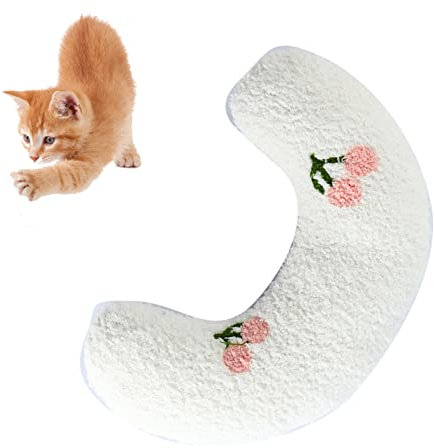 BFYDOAA Haustierkissen für Katzen und Welpen, Weiches Katzen-Nackenkissen, Beruhigendes Spielzeug Zum Schlafen, Nickerchen, Training, Spielen – Maschinenwaschbar(Weiß)
