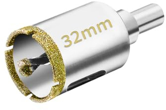 Meccion Diamond Hole Saw with Pilot Center Drill Bit 32mm Diamond Core Hole Cutter for Tile, Porcelain, Glass, Marble, Ceramic