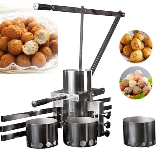 KUMIAO Macchina per polpette in acciaio inox, azionata a mano, capacità 600 pezzi/min, perfetta per polpette di gamberetti, polpette di pesce, strumento per stampi per polpette di verdure, di livello