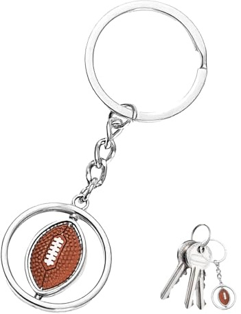 BIVOFU Drehbarer American Football Schlüsselanhänger im 3D-Design/Ultimatives Geschenk für Fußballfans und Spieler, silberfarben – für Sportbegeisterte aller Altersgruppen