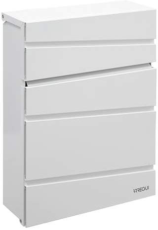 ARREGUI Flysch E6921 Buzón Exterior de Acero Tamaño M (Correo DIN A4 y Revistas) | Buzón de Pared Mediano | Buzón de Correo Moderno con Tapa Protectora | Blanco