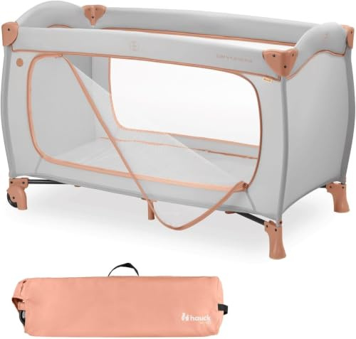 hauck Lettino Da Viaggio Sleep N Play Go Plus - Culla Neonato Fino a 15kg - Letto Pieghevole 120x60, Borsa Inclusa, Ampia Apertura - Box Bambini Compatto, con Ruote Integrate - Dusty Cork