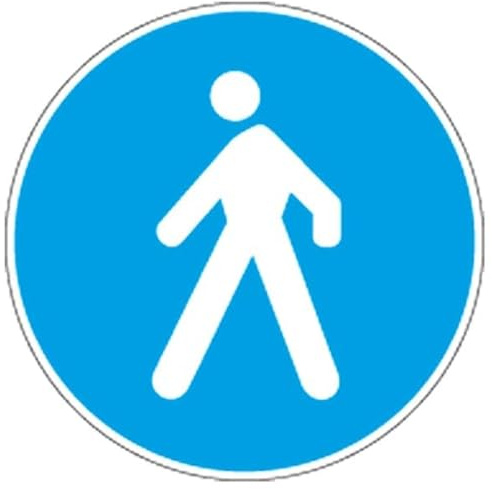 GLOBAL CARTELLO IN LAMIERA SCATOLATA DISCO diametro 60 cm - PERCORSO PEDONALE - SEGNALE CATARIFRAGENTE CON CAVALLETTO (Solo Cartello)