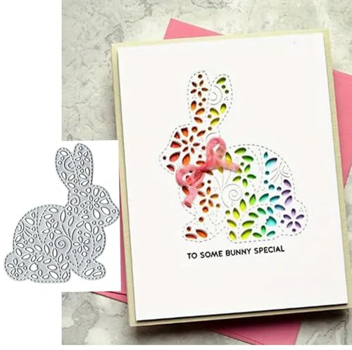 Heart Animal Rabbit Flower Metal Die Cuts,Cute Flower Hollow Rabbit Cutting Dies Cut Stencils DIY Scrapbooking Decorative Embossing Paper Scrapbooking Card Making