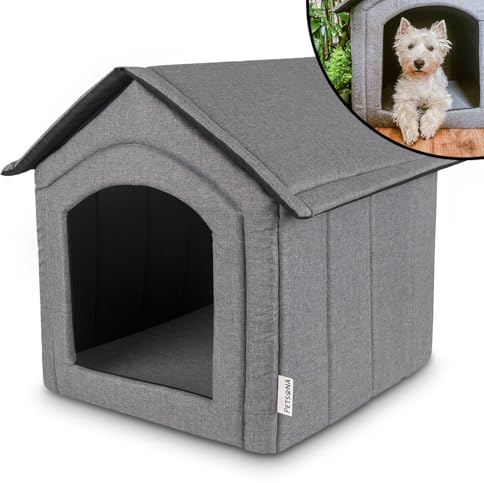 Petsona Grotta Per Cani Pieghevole Casa Per Cani Con Tetto Rimovibile Letto Per Gatti Animali Domestici Cuccia Per Cani Taglia XL, Grigio
