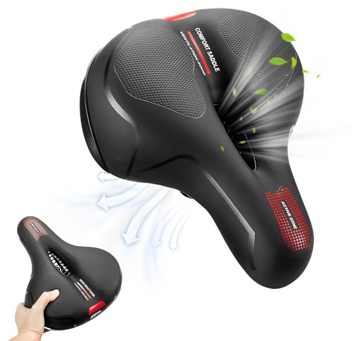 KEMIMOTO Bike Seat Cushion with Soft Foam Padded, Comfortable Bike Seat for Men Women, Bicycle Saddle for Touring, Exercise Bicycle, Commuter, Travel