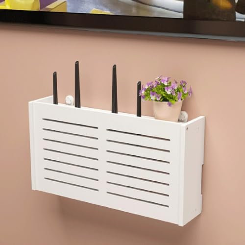 Wifi Router Storage Boxes, Wireless Router Rack Living Room Wall-Mounted WiFi Storage Box, For Storage Of Wires, TV Set-Top Boxes, Decorative Router Hider Rack Cable Organizer Box for Living Room