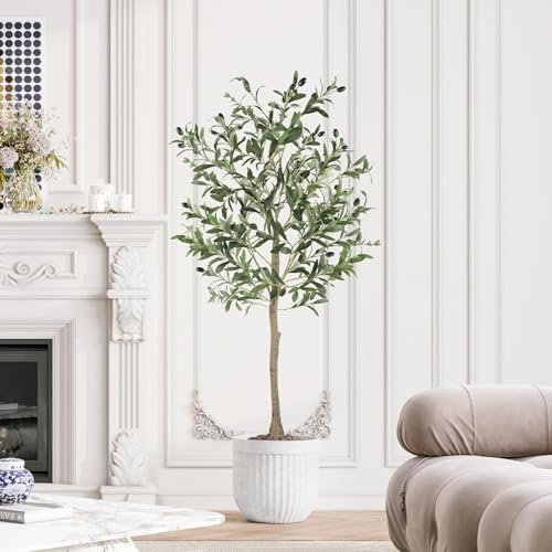 YOLEO 4FT Artificial Olive Tree Faux Silk Olive Plant for Home Office Decor Indoor Lifelike Fake Tree (Style 3)