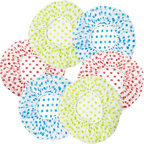 6 Pièces Bonnet De Douche Bonnet de Bain élastiques Chapeau Réutilisables avec Des Bandes Élastiques Pour Femmes Filles Douche SPA Salon