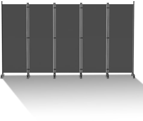 Peviasot Paravent rumsavdelare på hjul, 5 delar, 284 x 181 cm, rumsavdelare, fristående, paravent, ogenomskinligt, integritetsrum, avdelare, inomhus, för hem, kontor, terrass | antracit