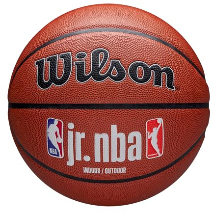 Wilson Jr NBA Authentic Indoor/Outdoor Basketball, Ideales Feuchtigkeitsmanagement, Dual-Depth-Design und hervorragende Luftspeicherung, Farbe: Braun, Größe: 5