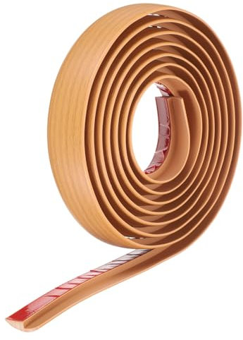 sourcing map Floor Transition Strip 1.6 10ft Self Adhesive PVC Carpet to Tile Transition Edging Trim Peel and Stick Cover Strip for Uneven Floors Height 7mm, Yellow Wood Grain