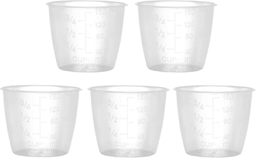 Lot de 5 tasses à mesurer en plastique transparent de 160 ml pour le riz et les ingrédients liquides secs