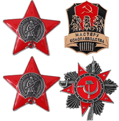 Muteitt 4 Stück Brosche Russischer Flagge, Patriotismus, Roter, Siegestag, Anstecknadel, Kommunistische Abzeichen, Anstecknadel Für Kleidung, Rucksack