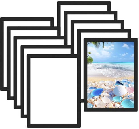 Generisch 10 Stücke Magnetrahmen A4 Selbstklebend Aufklappbarer Magnet Bilderrahmen, Transparent Magnetischer Plakatrahmen Infotasche Blatthalter für Informationsrahmen