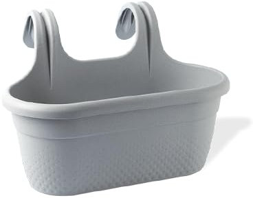 KONZEPT Balkon Blumenkasten mit Halterung – 37 cm Langer Balkonkasten für Geländer, 6,2 L aus wetterfestem Kunststoff, Grau