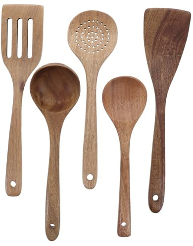 SOIMISS Set De Utensilios De Cocina De Madera Juego Completo Cucharón Antiadherentes